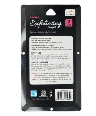 Jacent Round Exfoliating Facial Sponges - 3 Inch Diameter - 2 Counts per Pack - Gentle Face Cleansing - 1 Pack - Buy Online on GoSupps.com