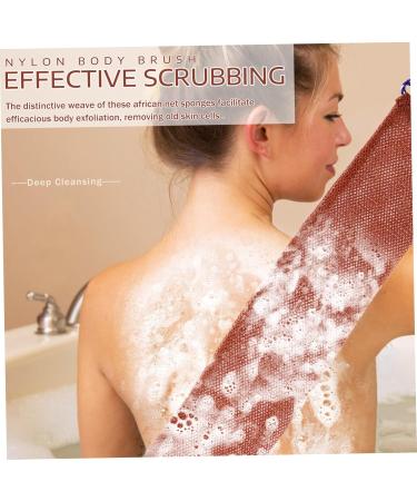 KOMBIUDA 1 Set Bath Towel Back Exfoliator Brush Back Scrubber Towel Bath Washcloth Loofah Strap Brown Nylon - Buy Online on GoSupps.com