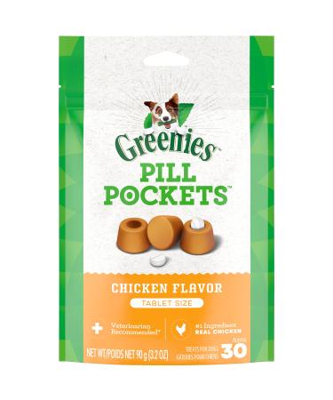 Greenies Pill Pockets Natural Dog Treats, Tablet Size Chicken 3.2 Ounce (Pack of 1)
