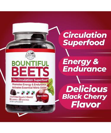 Country Farms Bountiful Beets Gummies - Black Cherry Flavor | 60 Count - Buy Online on GoSupps.com