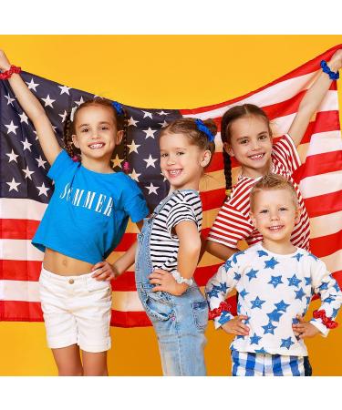 24 Pcs Red White Blue Patriotic Hair Scrunchies | Slip Hair Ties for Independence Day | Women's Hair Accessories - Buy Online on GoSupps.com