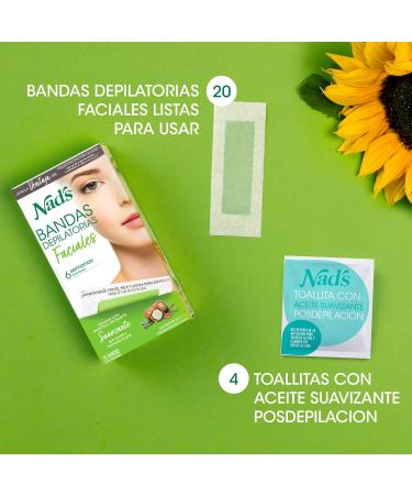  Nad's Nad's 20-Pack Hypoallergenic Facial Wax Strips for Women with 20 Wax Strips + 4 Soothing Oil Wipes - Buy Online on GoSupps.com