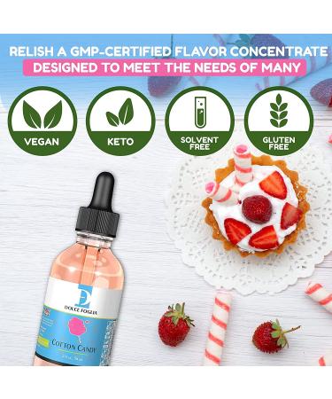 Cotton Candy Flavor Concentrate for Food  2 Oz. Water-Based Cotton Candy Flavoring for Beverages  Pastries  Gummies  & Jams in Glass Bottle  Confection & Candy Flavoring Oils by Dolce Foglia Cotton Candy 2 Oz. - Buy Online on GoSupps.com