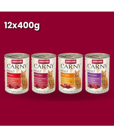 Animonda Carny Adult Wet Cat Food - Hearty 12 x 400g Cans for Adult Cats | International Shipping Available - Buy Online on GoSupps.com