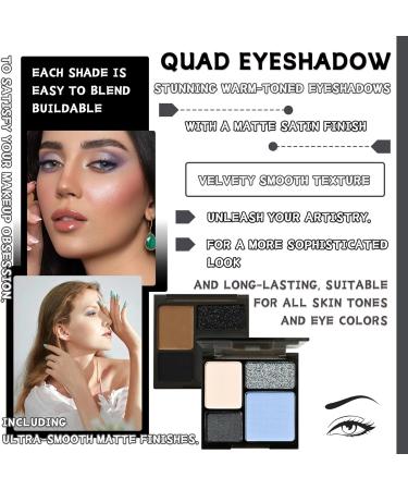 Blue Gray Eyeshadow Palette 4 Colors Matte Glitter Eyeshadow Makeup Palette with Brushes Waterproof Long Lasting Pigmented Gray Silver Eye Shadow Palette Goth Halloween Daily Makeup Pallet - Buy Online on GoSupps.com