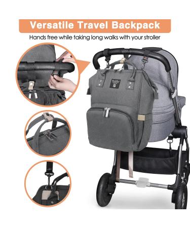 Stylish Pomelo Baby Diaper Backpack - Water-Repellent Large Capacity with Diaper Pad - Mineral Gray - Perfect for Parents on the Go - Buy Online on GoSupps.com