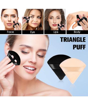 6-Piece Triangle Powder Puff Face Makeup Sponge Set with Strap - Soft Velour Puffs for Mineral Powder & Foundation - Black & Light Skin Tones - Buy Online on GoSupps.com