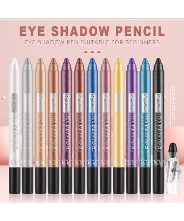 Petansy 12Pcs Glitter Eyeshadow Stick Set - Long Lasting & Waterproof Eyeliner Pencils - Pearlescent Eye Makeup Gift for Women - Buy Online on GoSupps.com