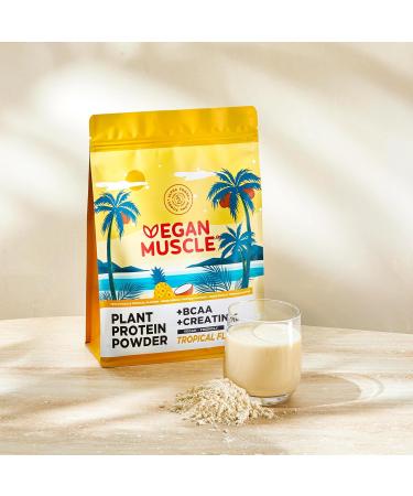 Vegan Muscle Protein Shake - Tropical | 18g Vegan Protein Powder with BCAA & Creatine | 600g International Shipping - Buy Online on GoSupps.com
