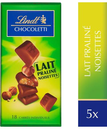 Lindt - Chocolate Hazelnut Praline Milk Squares - Milk Chocolate - 100g - Pack of 5 - Buy Online on GoSupps.com