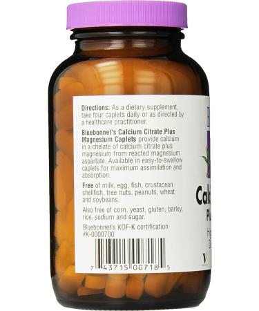 Bluebonnet Nutrition Calcium Citrate & Magnesium 180 Caplets - Premium Bone & Muscle Support - Buy Online on GoSupps.com
