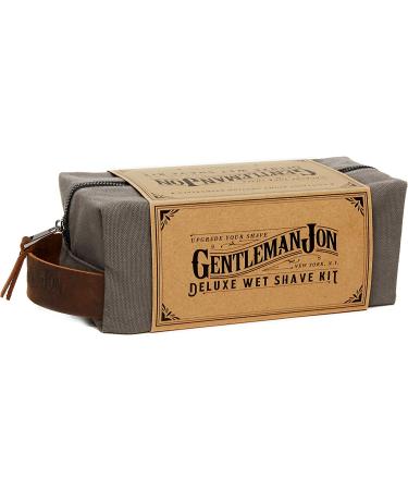 Gentleman Jon Deluxe Wet Shave Kit | 8-Piece Set with Safety Razor, Badger Hair Brush, Shave Stand, Dopp Kit & More - Buy Online on GoSupps.com