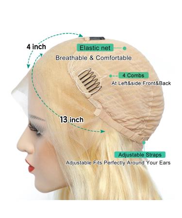 20 Blonde Lace Front Body Wave Wig for Women | 13x4 Pre-Plucked Human Hair | 150% Density Brazilian Virgin Hair - Buy Online on GoSupps.com