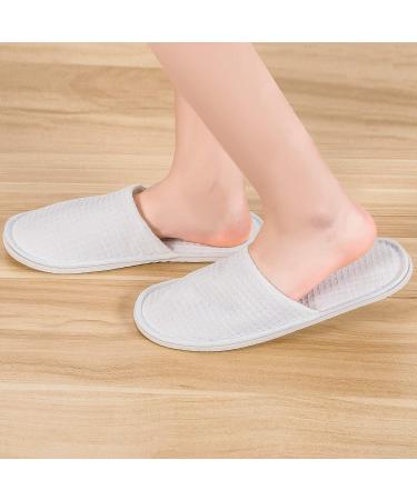 Echoapple Waffle Closed Toe White Slippers - Unisex Perfect for Spa Travel & Parties - Adjustable Fit for Most Sizes - Buy Online on GoSupps.com