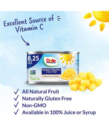 Dole Canned Crushed Pineapple in Heavy Syrup 8.25 Oz - Pack of 12 - Buy Online on GoSupps.com