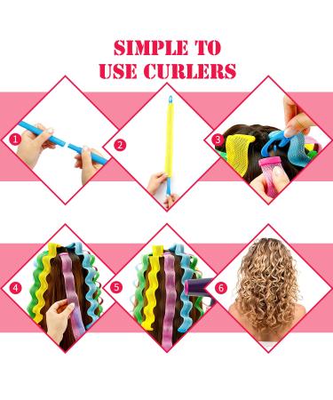 30-Piece Heatless Hair Waves Curlers Kit with 2 Styling Hooks | Spiral Curlers for Most Hairstyles | 11.81 Inch | No Heat Hair Rollers (Pack of 30) - Buy Online on GoSupps.com