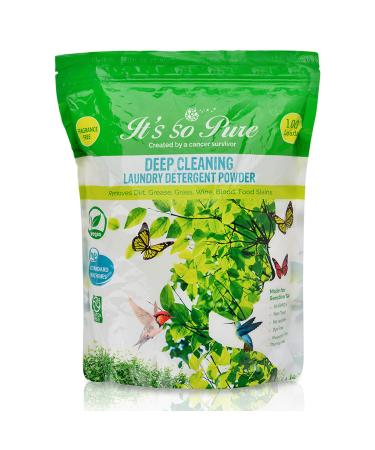 It s So Pure All Natural Laundry Detergent Powder Deep Cleaning Removes Dirt Grease Stains Non-toxic Vegan Fragrance Free Laundry for Sensitive Skin HE Compatible (100 Loads)
