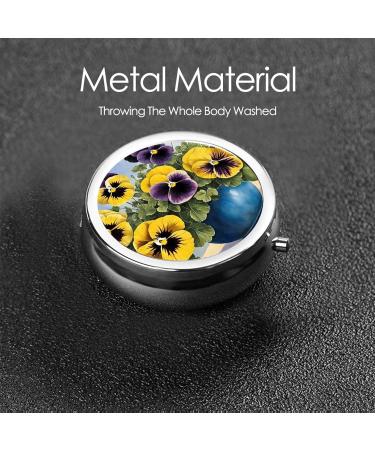 Pansy Perfection Mini Round Pill Box - 3 Compartment Travel Organizer for Medicine | Portable Pill Case for Home & Office - Buy Online on GoSupps.com