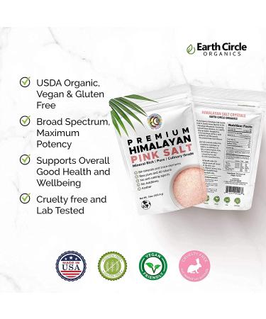Earth Circle Organics Premium Himalayan Pink Fine Grain Salt - Pure Culinary Grade, Kosher, Nutrient and Mineral Dense - 1 Pound - Buy Online on GoSupps.com