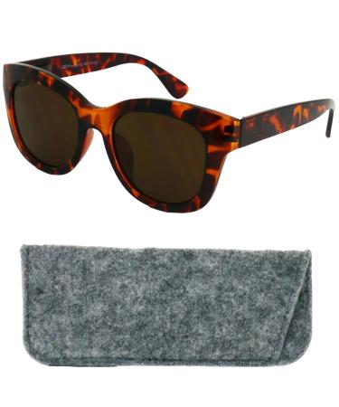 Mini glasses Stylish retro sunglasses with prescription plastic glasses frame with a thick frame and large glasses free case reading sun glasses women retro leopard brown 1.5 diopters - Buy Online on GoSupps.com