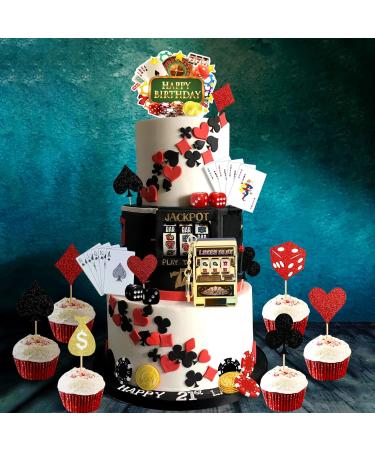 LaVenty Casino Cake Decoration Set with Happy Birthday Cake Topper Pick Las Vegas Themed Decoration - Buy Online on GoSupps.com