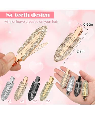 Rhinestone No Crease Hair Clips - 8 Pcs Bling Diamond Metal Pins for Styling Bangs/Waves - Non-Dent Alligator Barrettes for Women and Girls - Buy Online on GoSupps.com