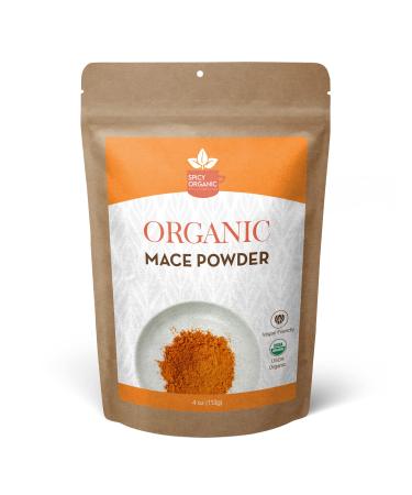 SPICY ORGANIC Ground Mace - 100% Pure USDA Organic -Non-GMO Mace Spice - 4 OZ 4 Ounce
