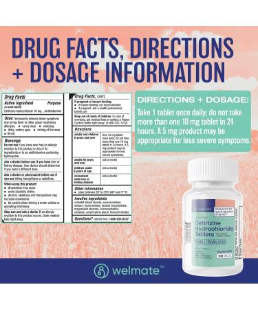 WELMATE Comprehensive Allergy Relief Pack: Fexofenadine HCl 180mg (200 Ct) & Cetirizine HCl 10mg (500 Ct) | Extended 24hr Allergy Defense - Buy Online on GoSupps.com