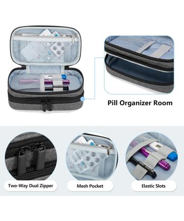 Trunab Portable Travel Bag with Weekly Pill Box Organizer - Travel Pill Case for Vitamins Fish Oil & Supplements - Grey - Buy Online on GoSupps.com