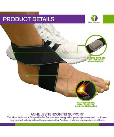MARS WELLNESS Achilles Tendonitis Support Ankle Brace - Gel Buttress Pad for Plantar Fasciitis Relief - All Day Comfort Small/Medium - Buy Online on GoSupps.com