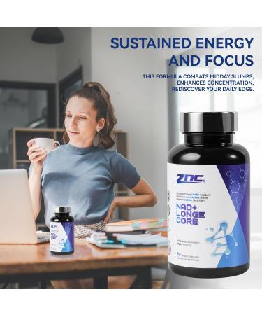 ZNC 10-in-1 NAD+ Supplement with Liposomal NAD Urolithin A & Resveratrol for Energy & Cellular Repair - 60 Vegan Capsules - Buy Online on GoSupps.com