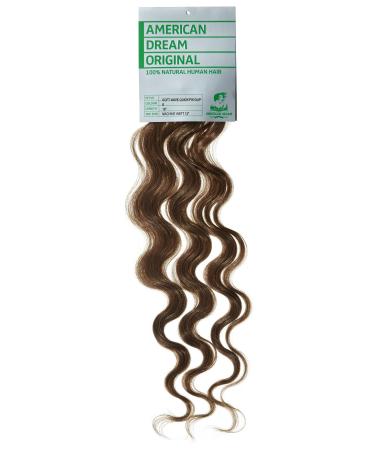 American Dream One-piece slightly wavy 100% human hair clip-in extensions Color 8 - Mouse Brown - 46cm 1 pack (1 x 1 piece)