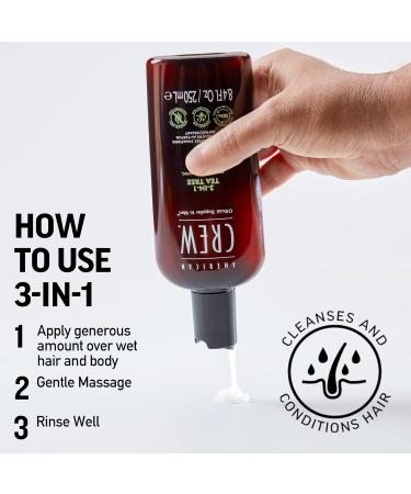 American Crew Tea Tree 3 in 1 Haircare - Shampoo, Conditioner, Body Wash 250ml - Buy Online on GoSupps.com