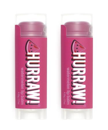 Hurraw! Watermelon Lip Balm 2 Pack: Organic Certified Vegan Cruelty and Gluten Free. Non-GMO 100% Natural Ingredients. Bee Shea Soy and Palm Free. Made in USA