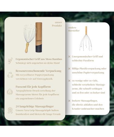 Anders Premium Head Massage Spider - 24 Fingers Bamboo Handle | Eco-Friendly Gift Packaging - Relaxation & Comfort - Buy Online on GoSupps.com