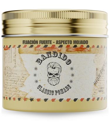 Bandido Bandido Classic Pomade 125 ml Water-Based Men's Hair Wax Strong Hold & Reshapable Wet Look Gloss Finish Easy to Wash