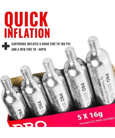 Threaded CO2 Cartridges 16g 5 Pack for Bike Tire Inflators - Quick Air Refill for Road & MTB Bikes - Buy Online on GoSupps.com