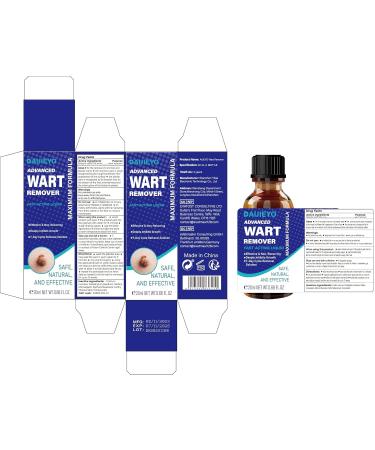 Wart Remover Liquid - Maximum Strength Natural Formula for Rapid Plantar & Common Warts - Safe & Effective for All Body Warts - Buy Online on GoSupps.com
