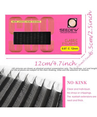 Classic Individual Eyelash Extensions - 7mm C Curl 0.15mm Lightweight Short Bottom Lashes 16 Rows/Tray for Lash Artists & Salons - Matte Black - Buy Online on GoSupps.com