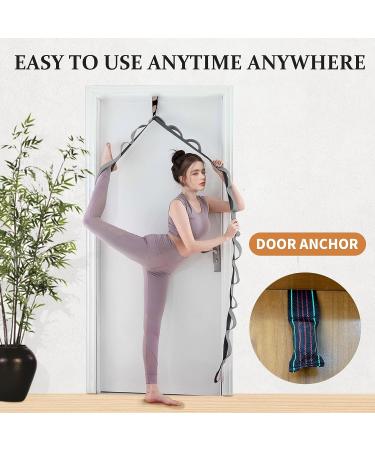 WEBSUKA Stretching Strap Yoga Strap with 10 Loops - Non-Elastic Stretch Bands for Flexibility in Home Workouts, Physical Therapy, Pilates, and Dance - Includes Door Anchor (Silvery Grey) - Buy Online on GoSupps.com