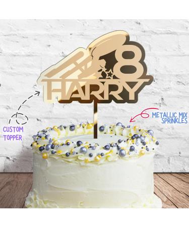 Cakeshop Cake Decoration Pack | Spaceship Rocket Premium 3mm Mirror Acrylic Plastic Cake Topper Sign & 25g Party Pack of Cake Sugar Sprinkles | Custom Name & Age Cake Decorations (Gold) Non-Prime Mirror Acrylic: Gold - Buy Online on GoSupps.com