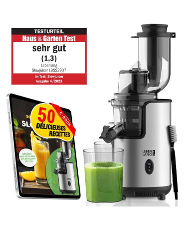 LEBENLANG Extracteur Vitesse Lente - Acier Inoxydable & Sans BPA I Extracteur Jus Centrifugeuse Extracteurs de Jus Juicer Machine I Extracteur de Jus de Fruits et L gumes Machine A Jus de Fruit