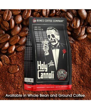 Bones Coffee Company Holy Cannoli 12 oz Ground Coffee - Low Acid Medium Roast Flavored Arabica Coffee | Best Coffee Gift - Buy Online on GoSupps.com