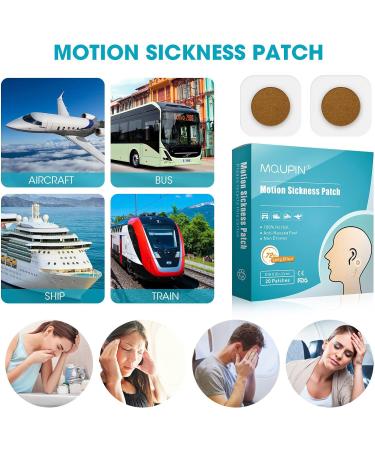 MQUPIN Motion Sickness Patch - 100% Natural Anti-Nausea Relief for Car, Ships, Airplanes - Fast Acting Treatment - 20 Count + Bonus Wristband - Buy Online on GoSupps.com