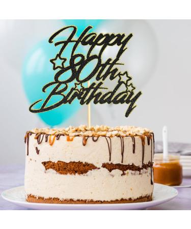 Sotpot Black Gold Glitter 80th Birthday Cake Topper Double Layers 80th Cake Topper for Woman Man 80th Birthday Party Cake Decoration Supplies - Buy Online on GoSupps.com