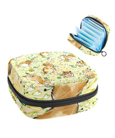 Women's bonds storage pockets Stillpad Wild rabbit running painted leaves portable period kit pocket feminine product bag for women girls color4