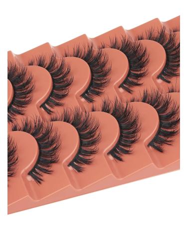 Goddenus H-flat Wispy Fluffy 15mm Natural Mink False Eyelashes - 7 Pairs, CC Curl, Reusable Short Strip Doll Lashes - Wet Look Extensions - Buy Online on GoSupps.com