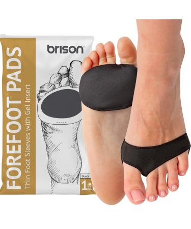 Brison Metatarsal Pads for Women Men Ball of Foot Cushion Sleeves Burning Sensations Forefoot Blisters Metatarsalgia Pain Relief Foot Health Care Tight Fitting Feet Black Large