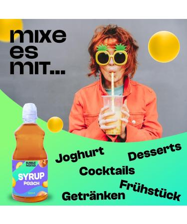 Bubble Mania Fruit Bubble Tea Syrup 4-Pack - Strawberry Green Apple Peach Watermelon | Perfect for Cocktails Ice Cream & Cakes | 500 ml Each - Buy Online on GoSupps.com