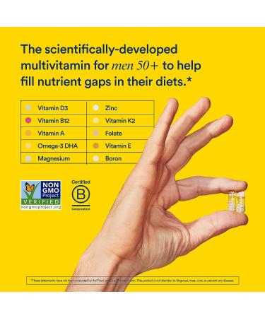 Ritual Men's 50+ Multivitamin with Zinc, Vitamins A & D3 for Immune Support | Omega-3 DHA, B12, K2 | Gluten-Free, Non-GMO | 30 Day Supply, 60 Vegan Capsules - Buy Online on GoSupps.com